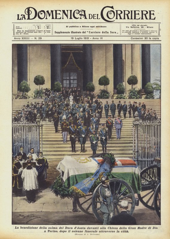 Die Segnung des Leichnams des Herzogs von Aosta vor der Kirche Gran Madre di Dio in Turin? von Achille Beltrame