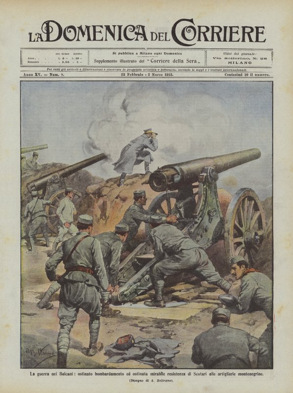 Der Krieg auf dem Balkan, hartnäckiges Bombardement und bewundernswerter Widerstand von Scutari von Achille Beltrame