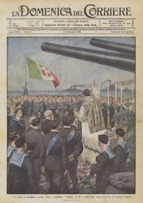 Die Neujahrsmesse an Bord, der Kaplan spricht: Herr, lass das neue Jahr ein Zeichen setzen von Achille Beltrame