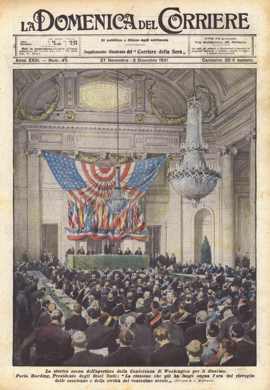 Die historische Szene der Eröffnung der Abrüstungskonferenz in Washington von Achille Beltrame