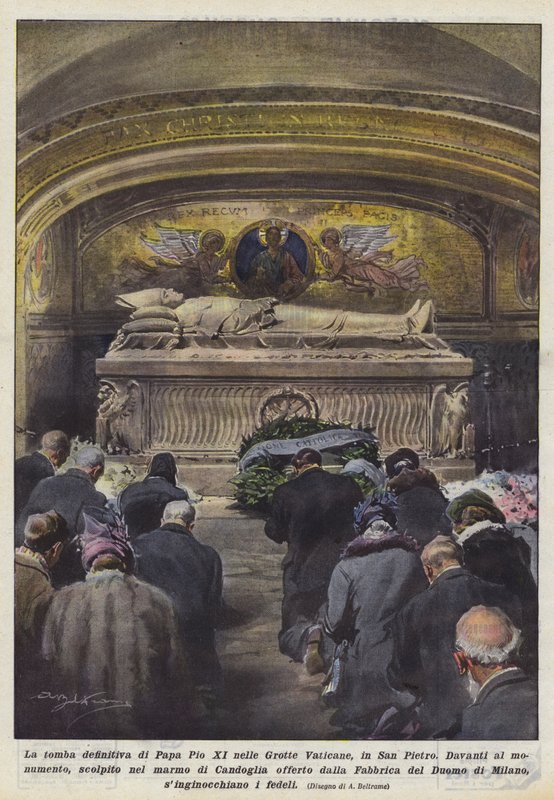 Das endgültige Grab von Papst Pius XI. in den Vatikanischen Grotten, in St. Peter von Achille Beltrame