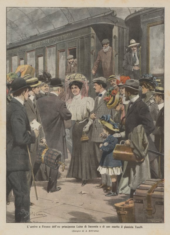 Die Ankunft der Ex-Prinzessin Luisa von Sachsen und ihres Mannes, des Pianisten Toselli, in Florenz von Achille Beltrame