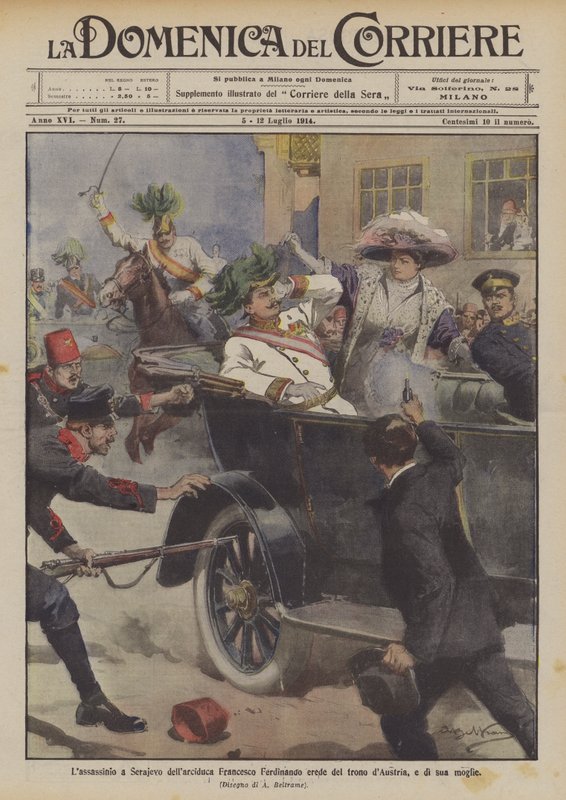 Die Ermordung des Erzherzogs Franz Ferdinand, Thronfolger von Österreich, und seiner Frau in Sarajevo von Achille Beltrame