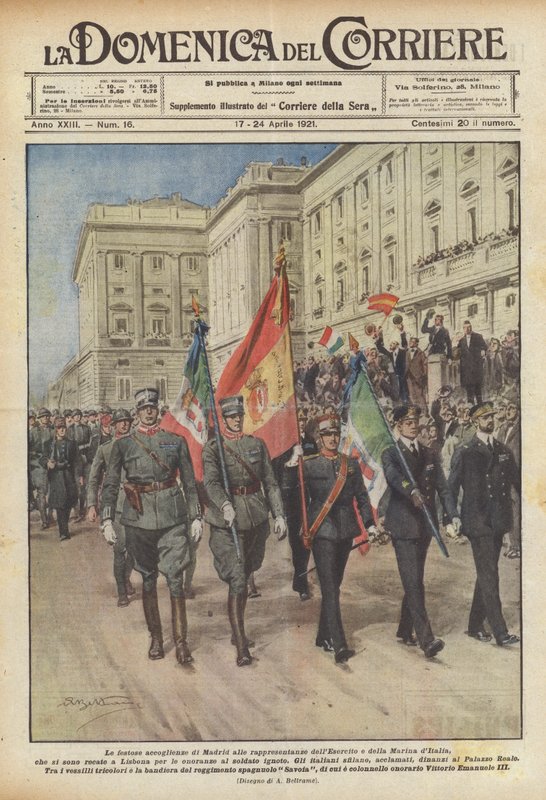 Der festliche Empfang Madrids für die Vertretungen der italienischen Armee und Marine von Achille Beltrame