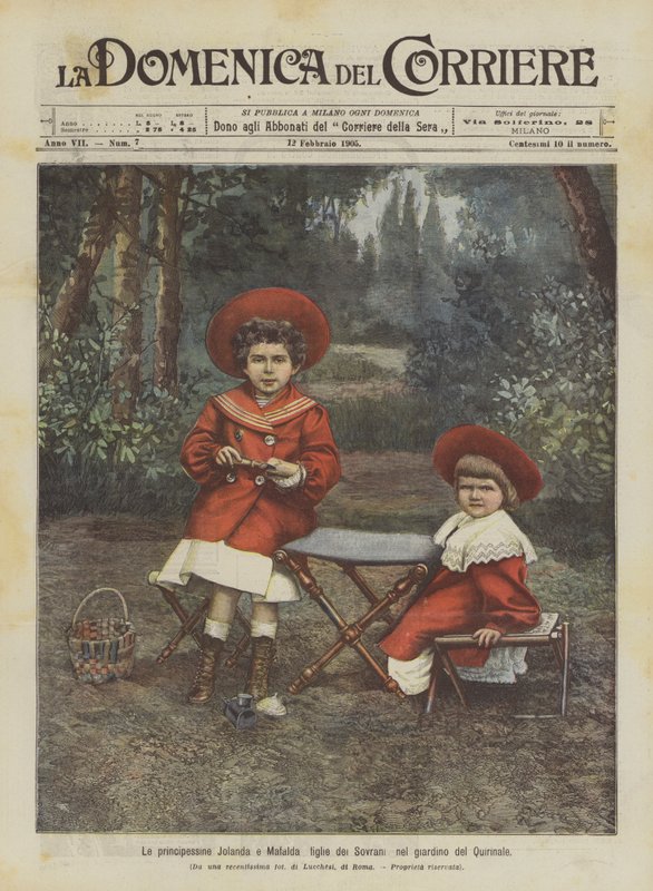 Die Prinzessinnen Jolanda und Mafalda, Töchter der Herrscher, im Garten des Quirinals von Achille Beltrame