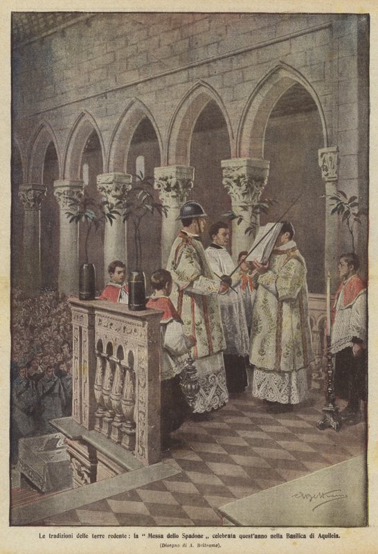 Die Traditionen der befreiten Länder, die Messe des Schwertes, die dieses Jahr in der Basilika von Aquileia gefeiert wurde von Achille Beltrame