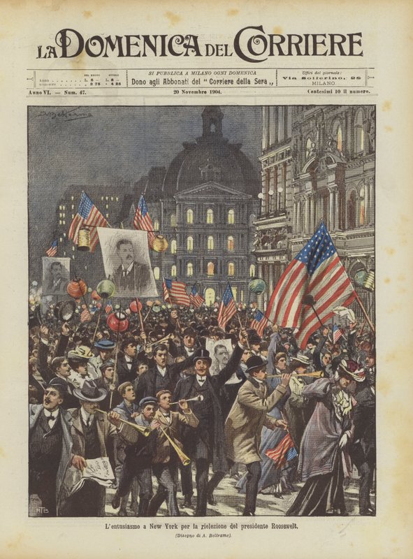 Die Begeisterung in New York für die Wiederwahl von Präsident Roosevelt von Achille Beltrame