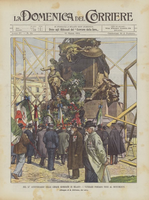 Zum 54. Jahrestag der Fünf Tage von Mailand, die Veteranen bringen Blumen zum Denkmal von Achille Beltrame