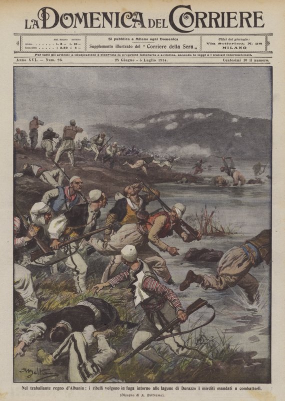 Im wackeligen Königreich Albanien, die Rebellen fliehen um die Lagunen von Durazzo von Achille Beltrame