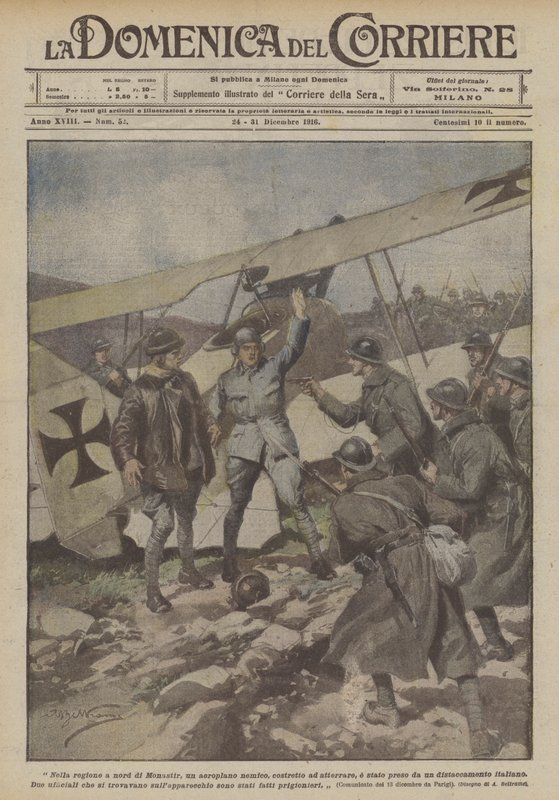 In der Region nördlich von Monastir wurde ein feindliches Flugzeug zur Landung gezwungen und gefangen genommen von Achille Beltrame