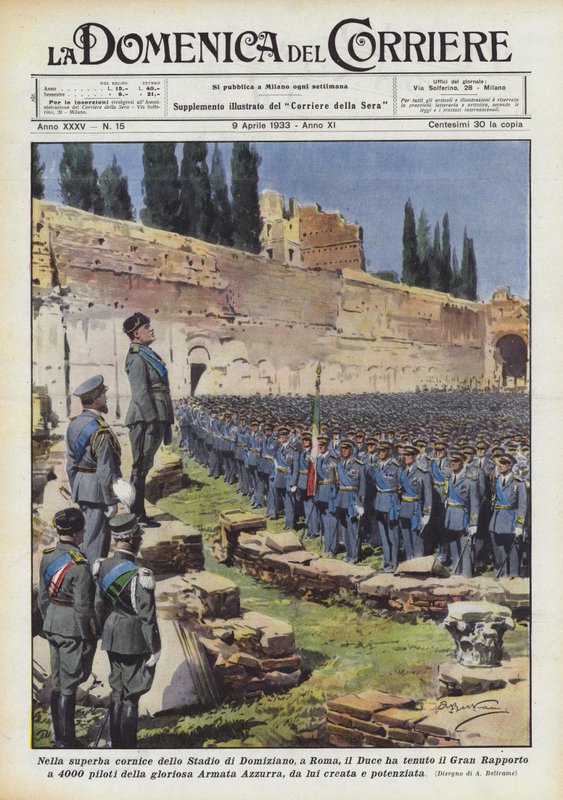 In der prächtigen Kulisse des Stadions von Domitian in Rom hielt der Duce den großen Bericht vor 4000 von Achille Beltrame