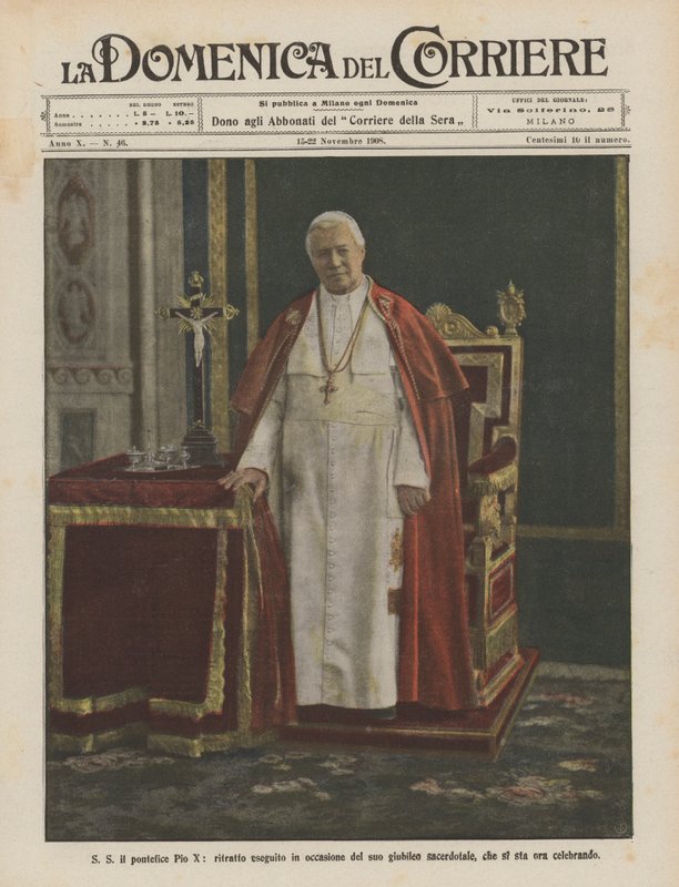 Seine Heiligkeit Papst Pius X., Porträt anlässlich seines Priesterjubiläums, das jetzt gefeiert wird von Achille Beltrame