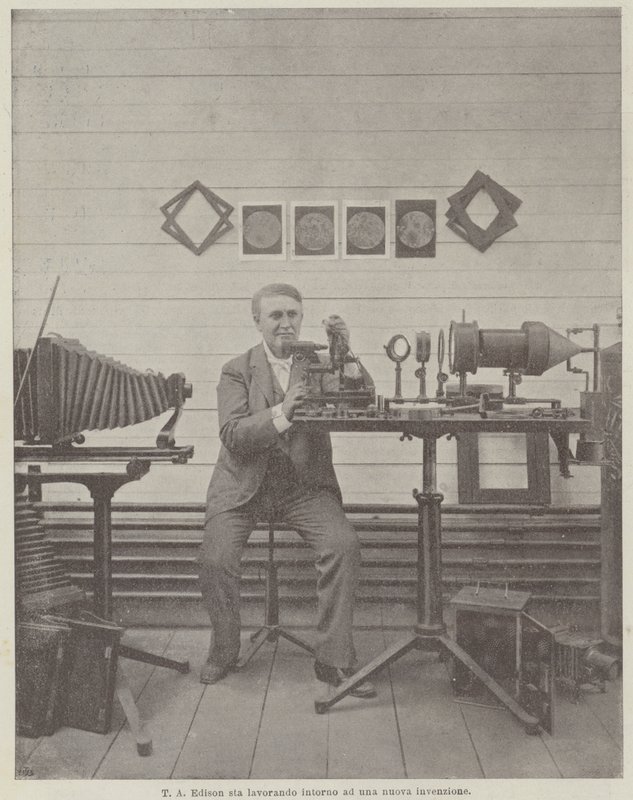 T. A. Edison arbeitet an einer neuen Erfindung von Achille Beltrame
