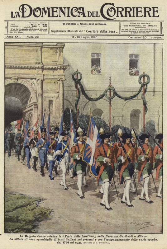 Die Brigata Cueno feiern das Festa delle Bandiere von Achille Beltrame