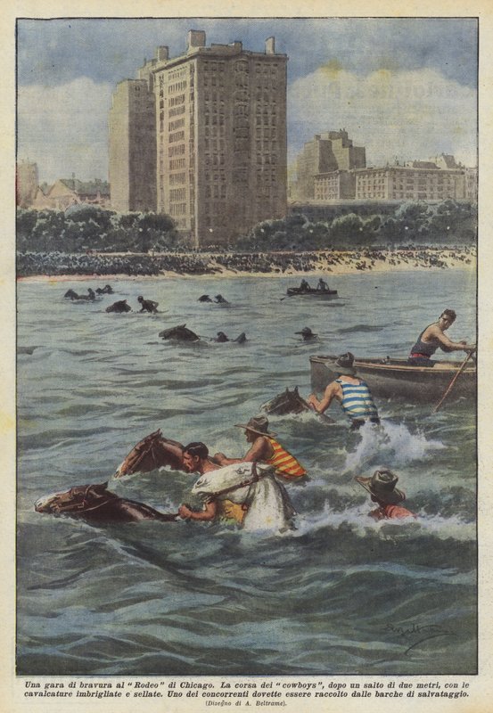Ein Geschicklichkeitswettbewerb beim Rodeo in Chicago von Achille Beltrame