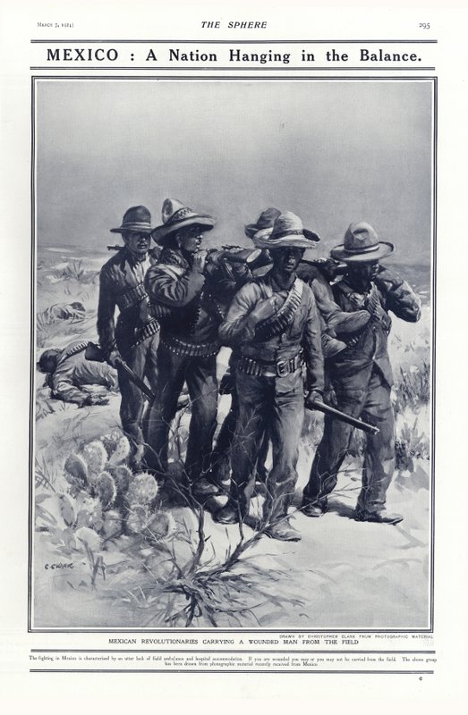 Mexikanische Revolutionäre tragen einen Verwundeten vom Feld, 1914 von Addison Thomas Millar