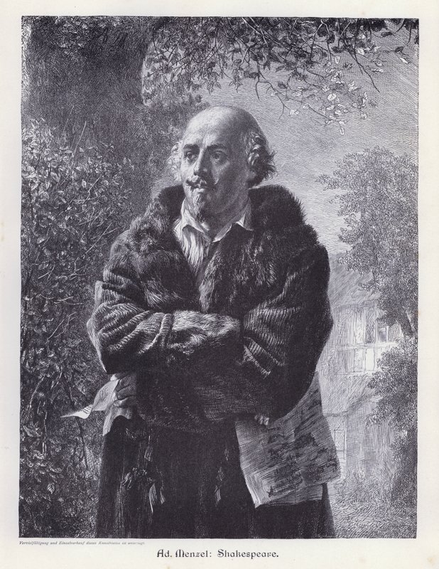 William Shakespeare, englischer Dramatiker von Adolph Friedrich Erdmann von (after) Menzel