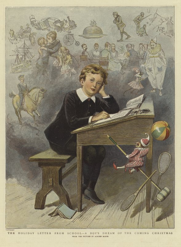 Der Ferienbrief aus der Schule (Farblithografie) von Adrien Emmanuel (after) Marie