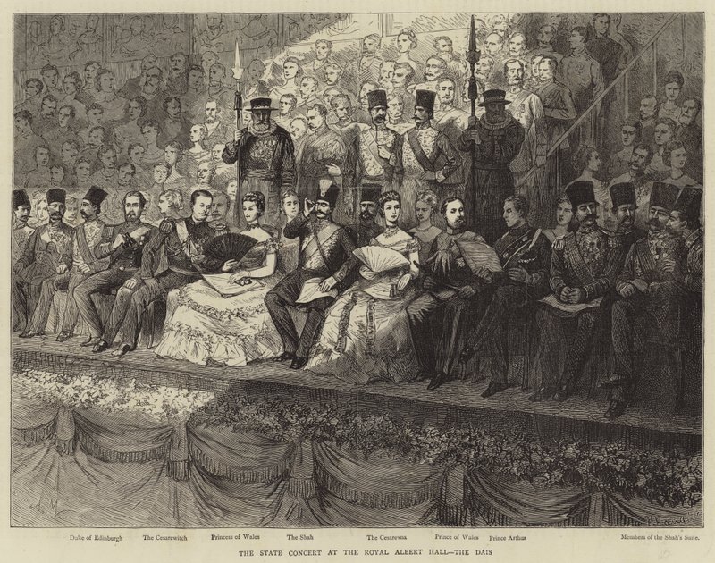 Das Staatskonzert in der Royal Albert Hall, das Podium von Adrien Emmanuel Marie
