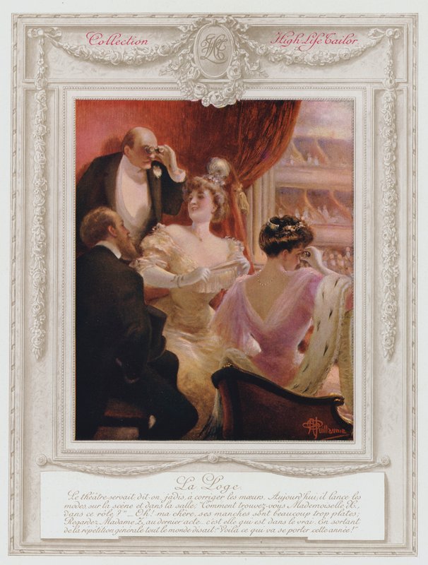 Belle Époque Paris, modische Dame in einer Loge im Theater von Albert Guillaume