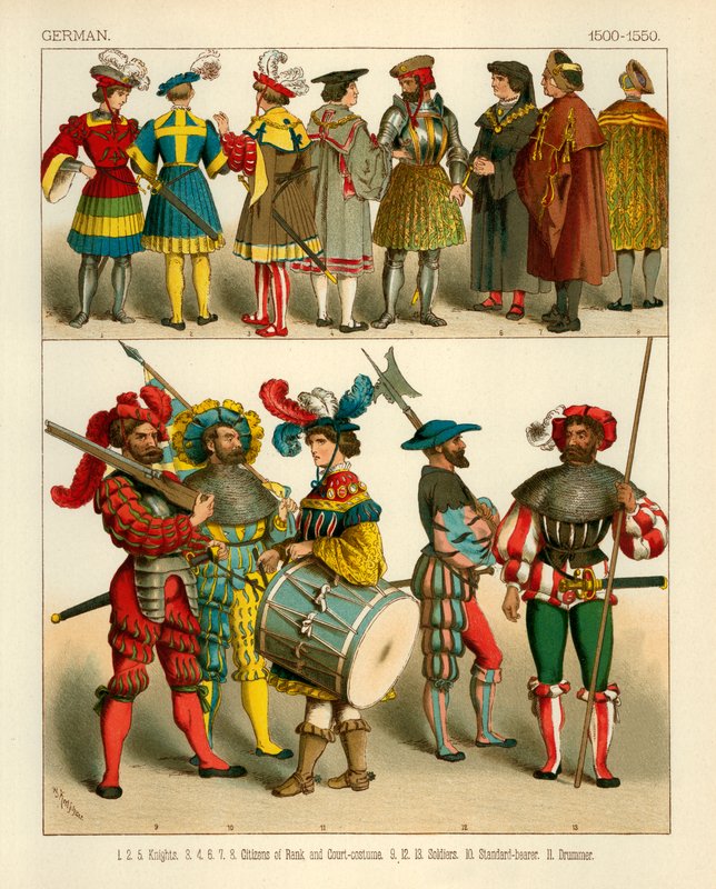 Deutsches Kostüm 1500-1550 von Albert Kretschmer