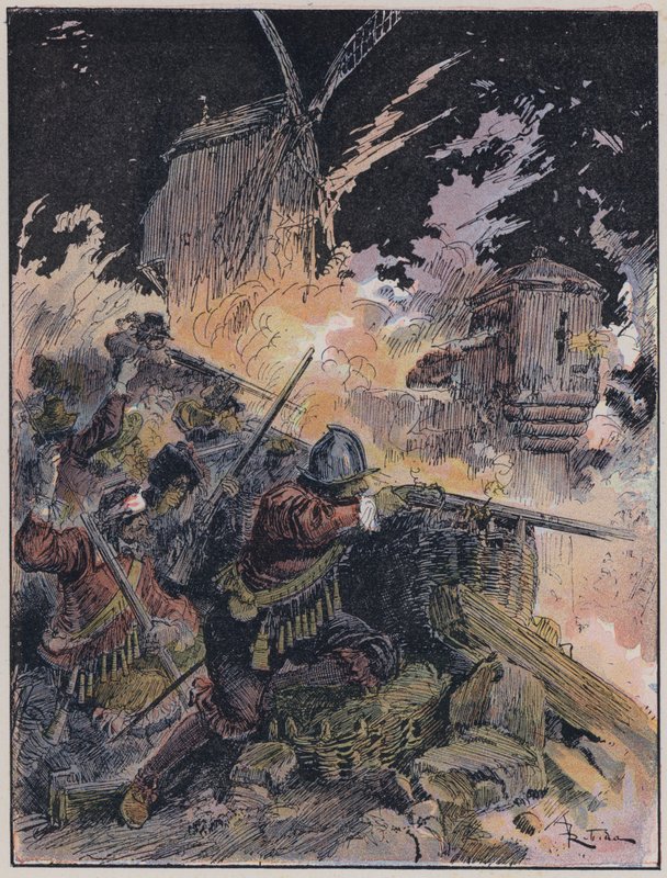 Illustration für Le Capitaine Bellormeau von und illustriert von A. Robida (Farblithografie) von Albert Robida
