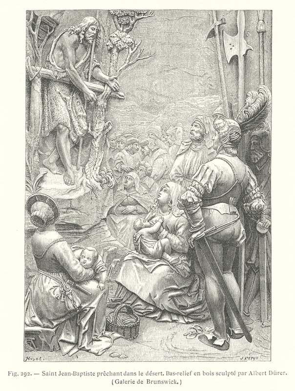 Johannes der Täufer predigt in der Wüste (Gravur) von Albrecht (after) Durer or Duerer