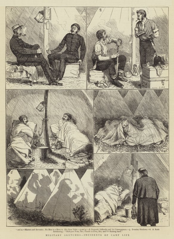 Militärische Skizzen, Vorfälle des Lagerlebens von Alfred Chantrey Corbould