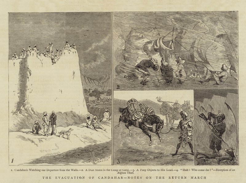 Die Evakuierung von Kandahar, Notizen zum Rückmarsch von Alfred Chantrey Corbould