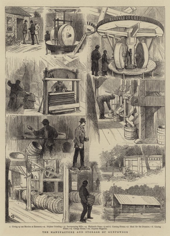 Die Herstellung und Lagerung von Schießpulver von Alfred Chantrey Corbould