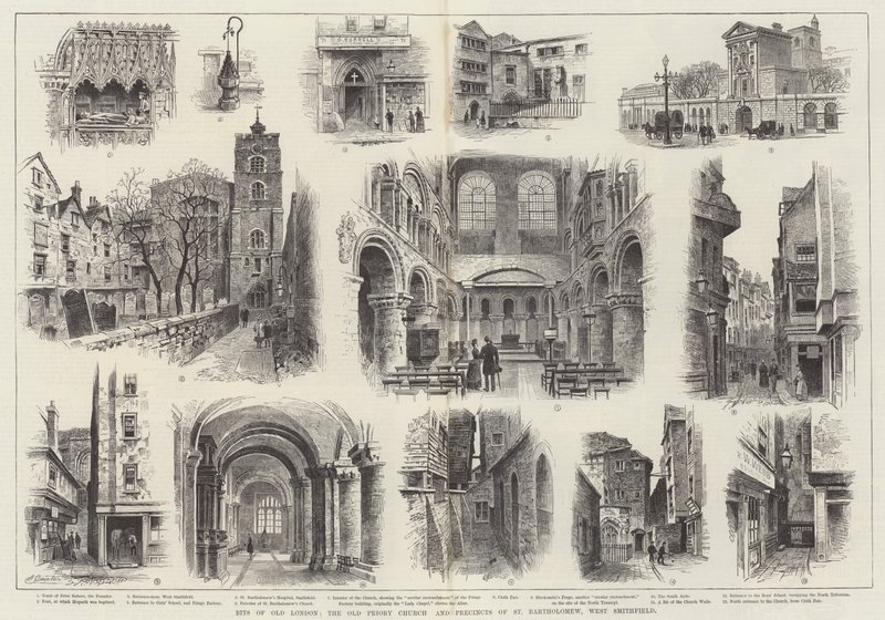 Teile des alten London, die alte Prioratskirche und das Gelände von St. Bartholomew, West Smithfield von Alfred Robert Quinton