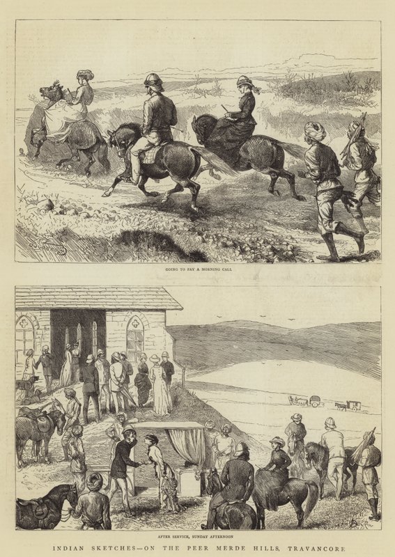 Indische Skizzen, auf den Peer Merde Hügeln, Travancore von Alfred Chantrey Corbould