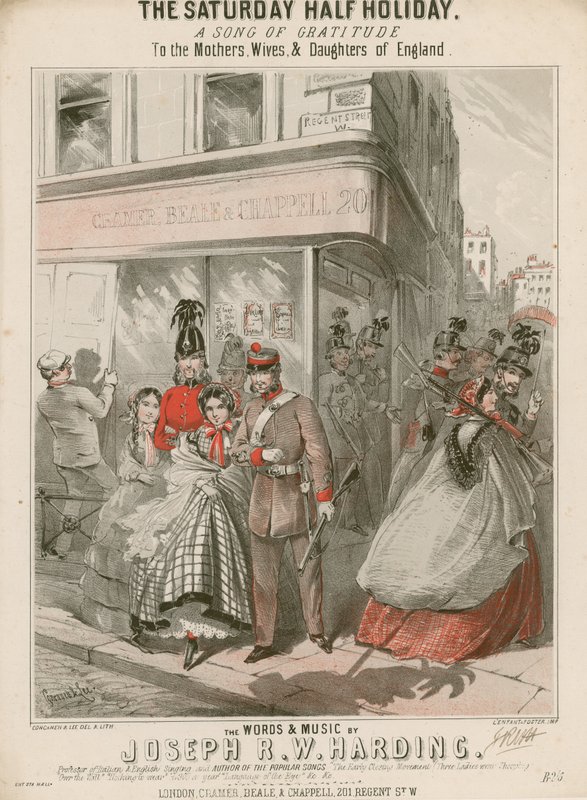 Musikpartitur für The Saturday Half Holiday, Worte und Musik von Joseph R W Harding von Alfred Concanen