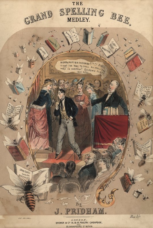 The Grand Spelling Bee Medley, Notenblattcover (Farblithografie) von Alfred Concanen