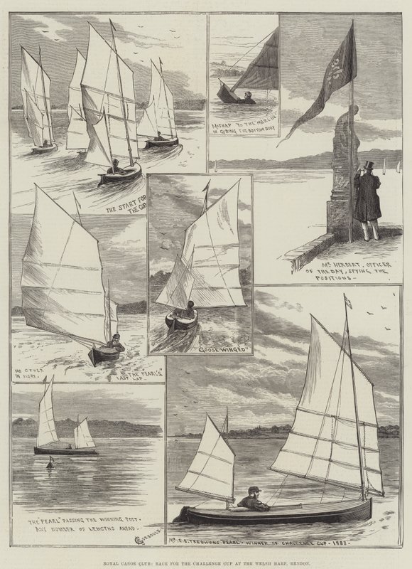 Royal Canoe Club, Rennen um den Challenge Cup am Welsh Harp, Hendon von Alfred Courbould