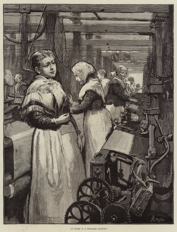 Bei der Arbeit in einer Wollfabrik von Alfred Edward Emslie