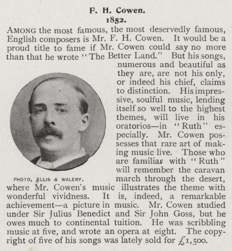Frederic Hymen Cowen, britischer Pianist, Dirigent und Komponist (s/w Foto) von Alfred Ellis and Walery