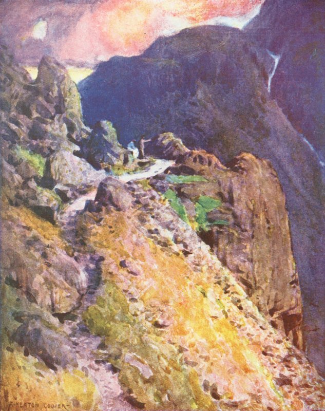Lake District: Nahe dem Gipfel des Styhead Pass, Wastdale von Alfred Heaton Cooper