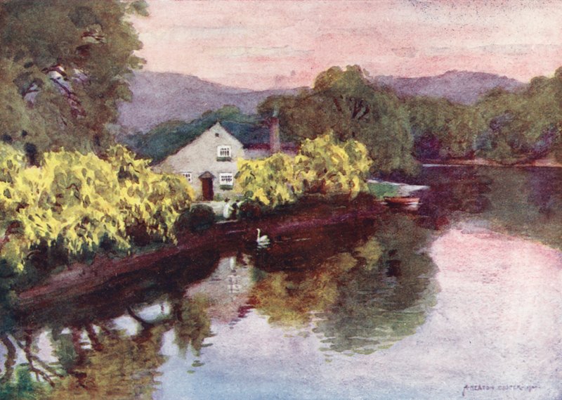Lake District: Alte Goldregen an der Newby Bridge, Windermere von Alfred Heaton Cooper