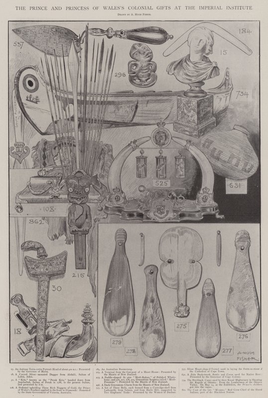 Die kolonialen Geschenke des Prinzen und der Prinzessin von Wales im Imperial Institute von Alfred Hugh Fisher