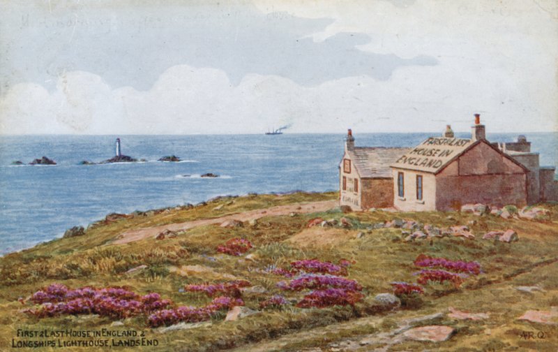 Erstes und letztes Haus in England und Longships-Leuchtturm, Lands End von Alfred Robert Quinton