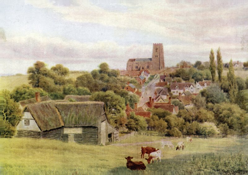 Die Kirche auf dem Hügel, Kersey, Suffolk von Alfred Robert Quinton