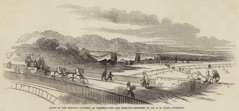 Szene des Eisenbahnunfalls in Chester, das Dee-Viadukt von Alfred William Hunt