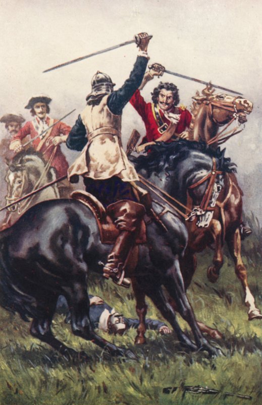 Kampf zwischen einem Ironside und einem Kavalleristen von Allan (after) Stewart