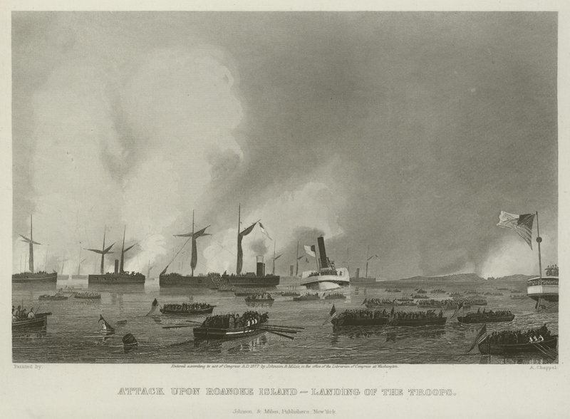 Angriff auf Roanoke Island - Landung der Truppen, 1862 von Alonzo Chappel