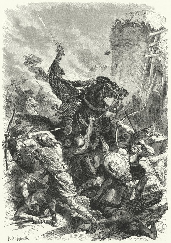 Graf Odo verteidigt Paris gegen die Normannen, 886 von Alphonse Marie de (after) Neuville