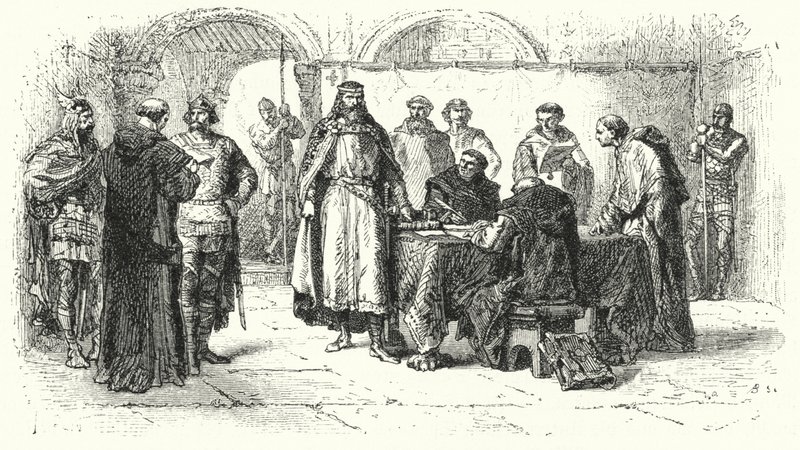 Proklamation des Katholizismus als Religion des gotischen Königreichs in Spanien auf dem Dritten Konzil von Toledo, 589 (Gravur) von Alphonse Marie de (after) Neuville