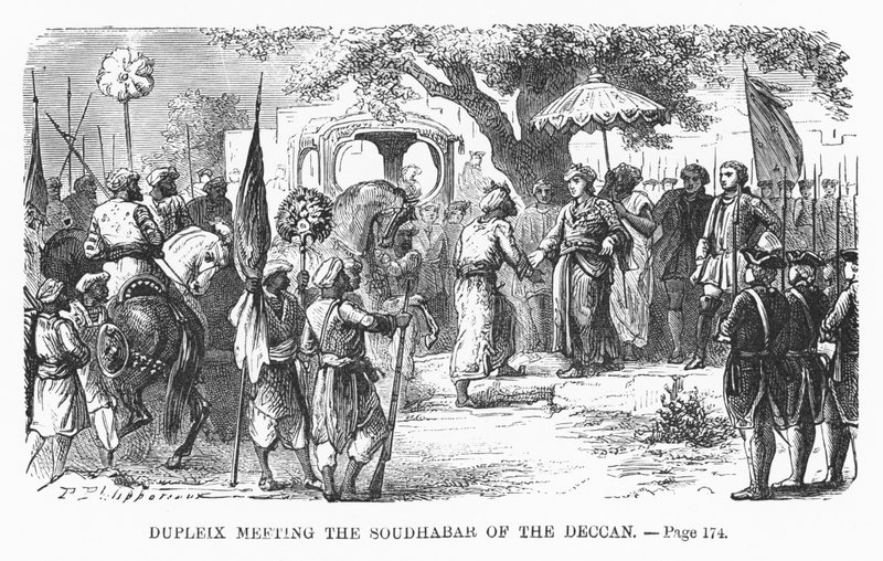 Dupleix trifft den Soudhabar von Deccan, Illustration aus 