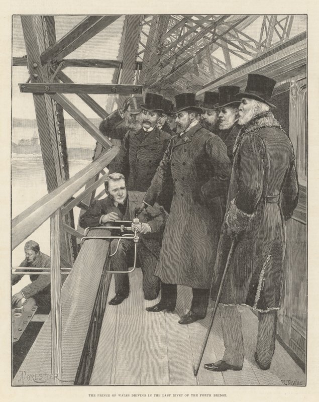 Der Prinz von Wales schlägt den letzten Niet des Forth Bridge ein von Amedee Forestier