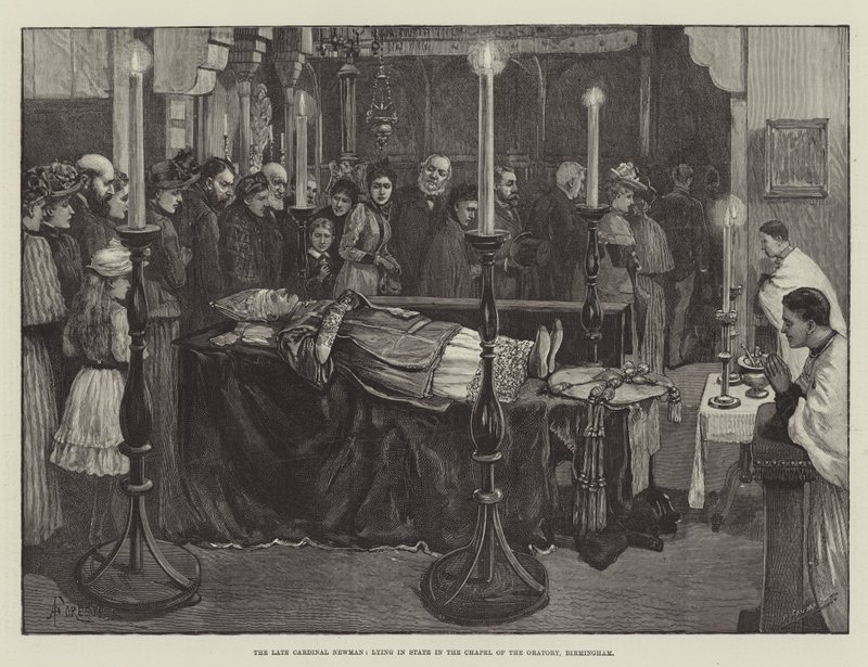 Der verstorbene Kardinal Newman, aufgebahrt in der Kapelle des Oratoriums, Birmingham von Amedee Forestier